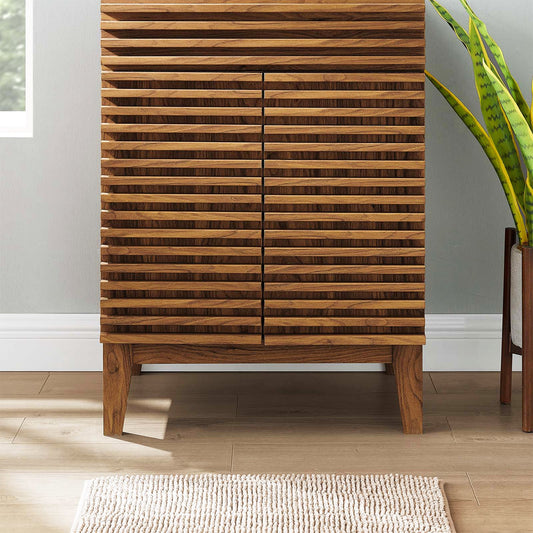 Rosie Mid Century 24 Inch Walnut Bathroom Vanity Cabinet With Soft 2 Doors