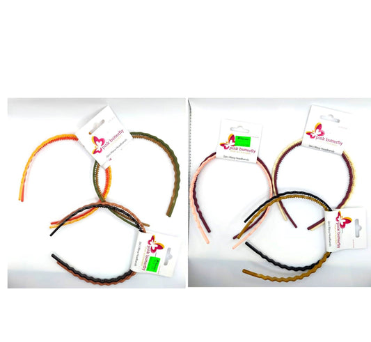 Pink Butterfly Assorted Wavy Headbands - 2 Pcs