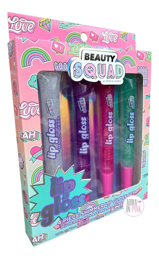Beauty Squad 4-Pc Flavored Shimmer Lip Gloss Set - Vanilla, Cupcake, Strawberry, Cotton Candy
