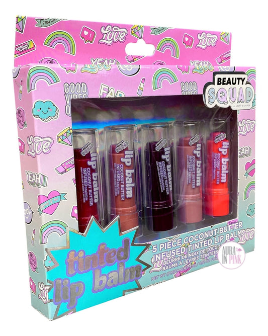 Beauty Squad 5-Pc Coconut Butter Infused Tinted Lip Balm Set