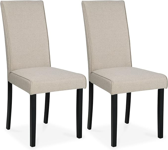 Kimonte Modern 19" Faux Leather Upholstered Armless Dining Chair, 2 Count, Dark Brown