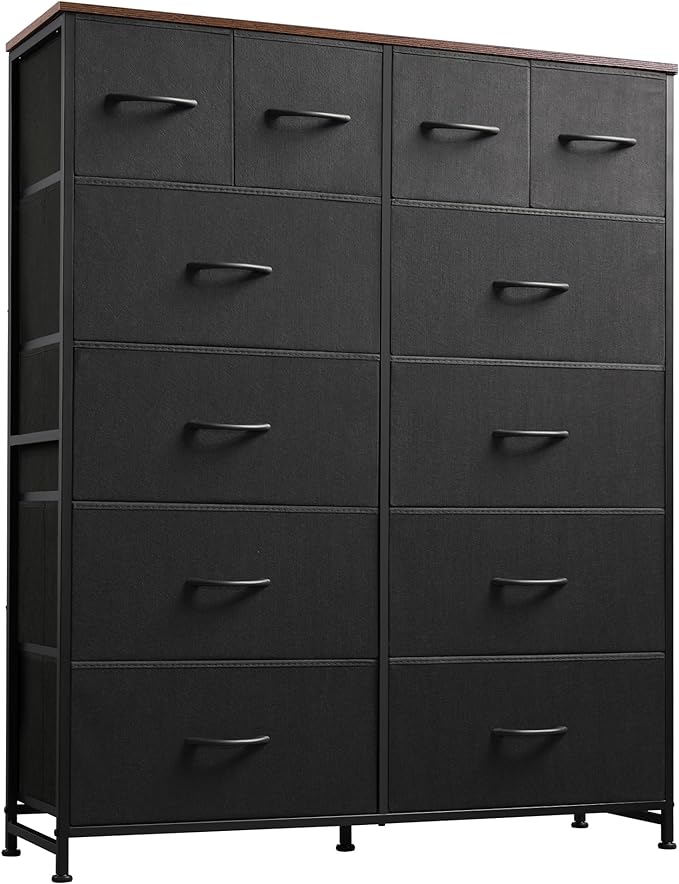 Tall Dresser for Bedroom with 12 Drawers, Dressers & Chests of Drawers, Fabric Dresser