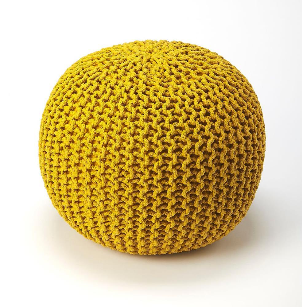 Butler Pincushion Yellow Woven Pouffe