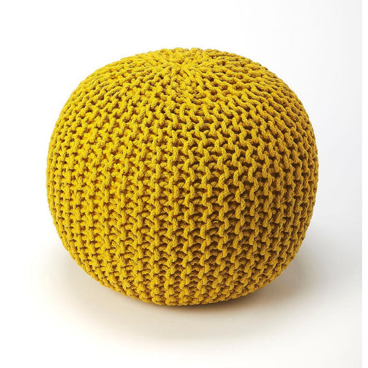Butler Pincushion Yellow Woven Pouffe