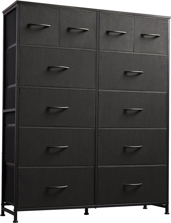 Tall Dresser for Bedroom with 12 Drawers, Dressers & Chests of Drawers, Fabric Dresser