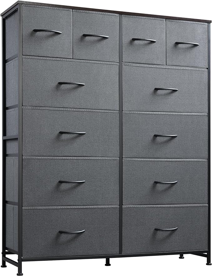 Tall Dresser for Bedroom with 12 Drawers, Dressers & Chests of Drawers, Fabric Dresser