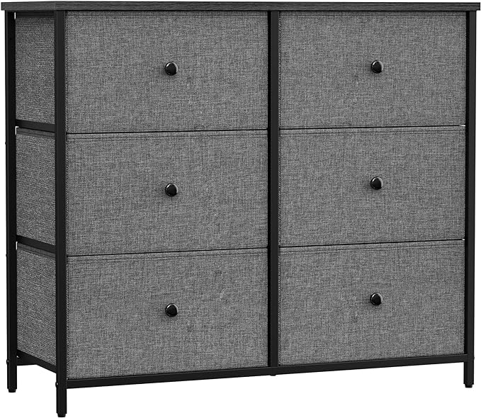 Bedroom, Chest, 6 Drawer, Closet Fabric Dresser with Metal Frame