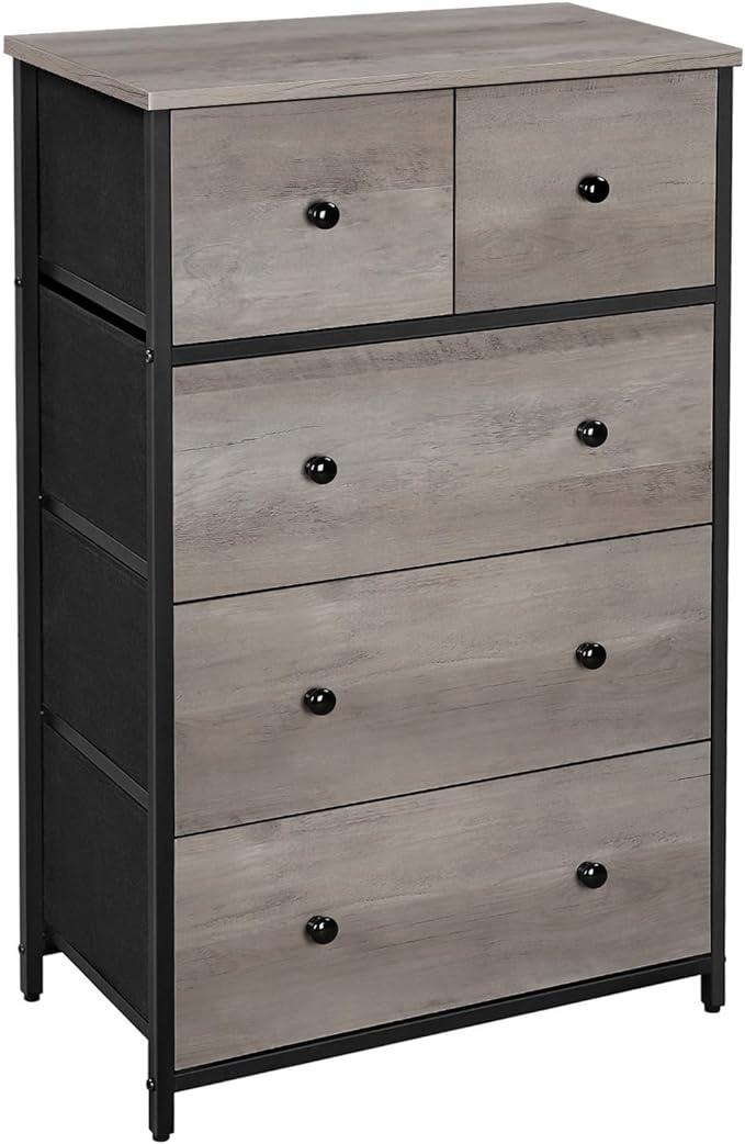 Drawer Dresser, Storage Dresser Tower with 5 Fabric Drawers, Dresser Unit, Hallway