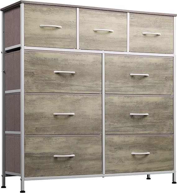 9-Drawer Dresser, Fabric Storage Tower for Bedroom, Hallway, Closet, Tall Chest Organizer