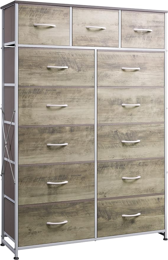 Tall Dresser for Bedroom with 13 Drawers, Storage Dresser Organizer Unit, Fabric Dresser