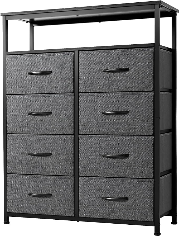 Dresser Double, Tall Storage Organizer Unit for Bedroom/Entryway/Living Room, 8-Drawers