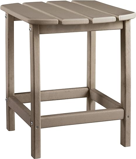 Sundown Treasure Outdoor Patio HDPE Weather Resistant End Table, White