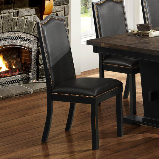 Homelegance Nuland Side Chair w/ Dark Brown Bi-Cast Vinyl Seat in Black