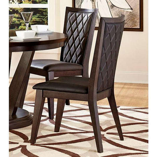 Homelegance Villa Vista Side Chair In Dark Walnut With Black Pvc
