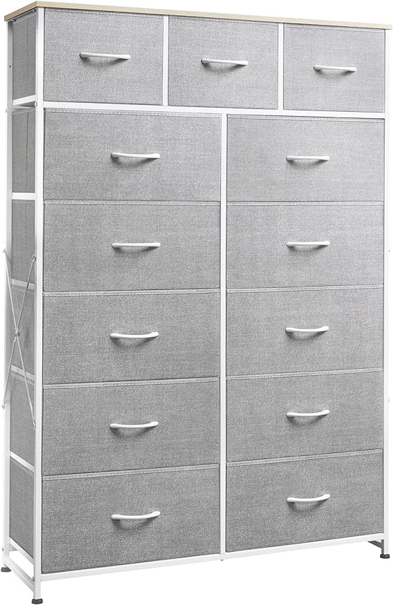 Tall Dresser for Bedroom with 13 Drawers, Storage Dresser Organizer Unit, Fabric Dresser