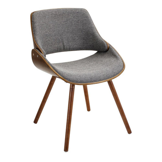 Lumisource Fabrizzi Mid-Century Modern Dining/Accent Chair in Walnut and Grey Fabric