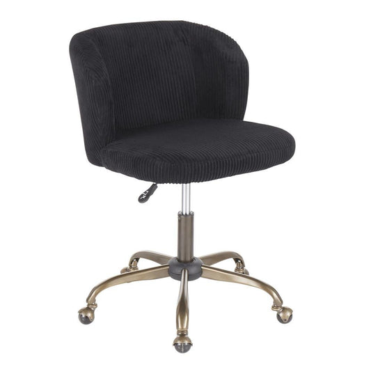 Lumisource Fran Contemporary Task Chair in Black Corduroy Fabric