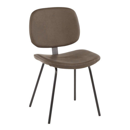 Lumisource Industrial Nunzio Chair in Black Metal and Brown Faux Leather - Set of 2