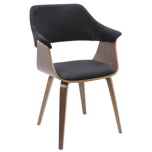 Lumisource Lucci Mid-Century Modern Chair in Walnut and Black Velvet