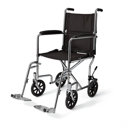 Medline Carbon Steel Transport Chair with Swing-Away Footrests