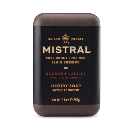 Mistral Men's Luxury French Bar Soap 8.8oz 250g - Bourbon Vanilla