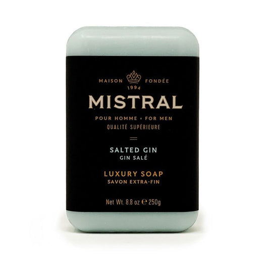 Mistral Men's Luxury French Bar Soap 8.8oz 250g - Salted Gin
