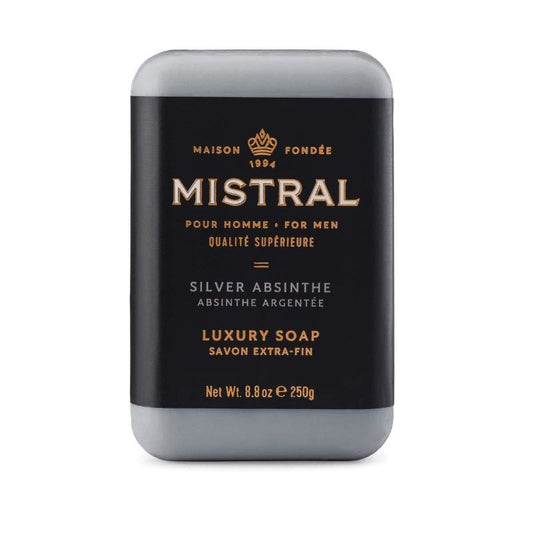 Mistral Men's Luxury French Bar Soap 8.8oz 250g - Silver Absinthe