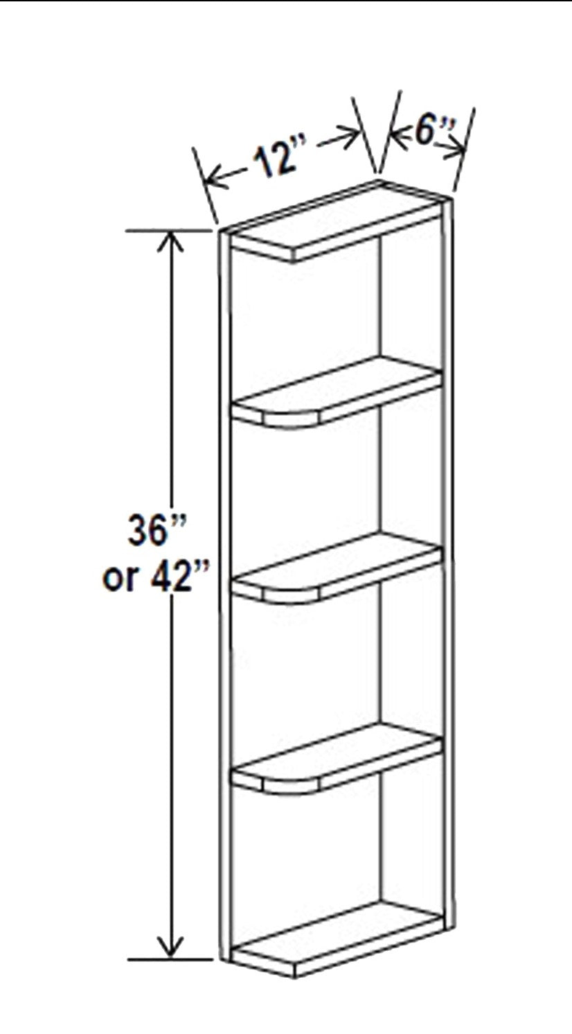 Wall End Shelf - 6W x 42H x 12D - 4S - Aria White Shaker - RTA