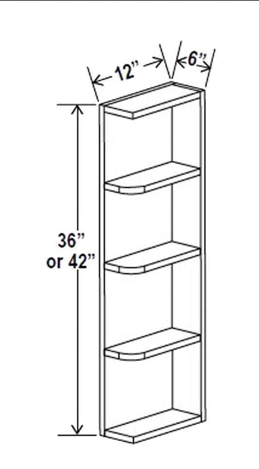 Wall End Shelf - 6W x 42H x 12D - 4S - Aria White Shaker - RTA