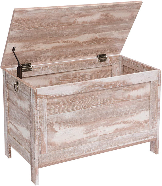 Storage Chest Sturdy Entryway Storage Bench, Wood Look Accent Furniture, Easy Assembly Oak White - HWLEXTRA