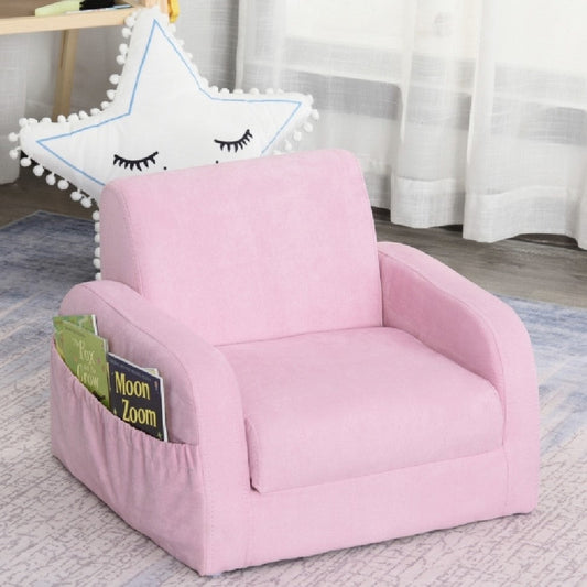 Kids 3-in-1 Super Soft Armchair, Lounger and Sofa Bed | Pink | 3-5 Years