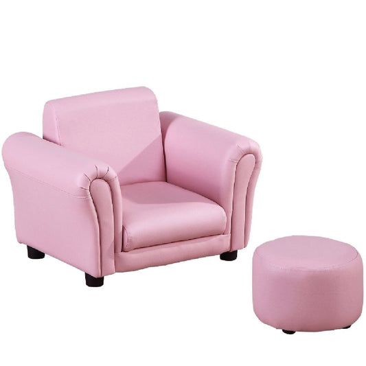 Children’s Single Seater Armchair with Footstool | Pink Kids Chair | 3-5 Years