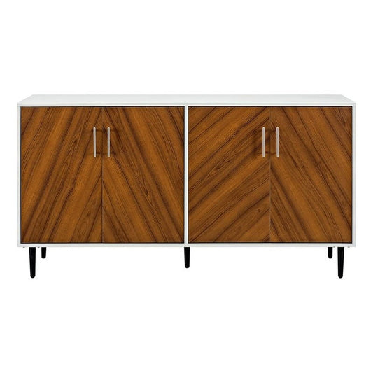 Pemberly Row Modern Wood Book match Buffet for TVs up to 58' in White/Teak