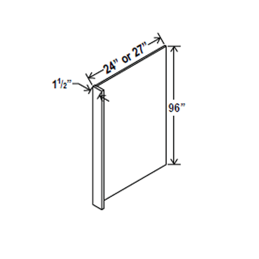 Refrigerator End Panel Veneer - 24W x 96H x1 1/2D - Black Shaker