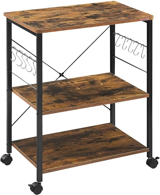 Kitchen Stand Microwave Cart 23.7'' for Small Space, Coffee Cart 3-Tier Rolling Utility