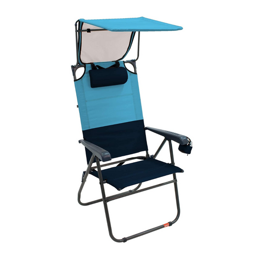 Rio Gear Hi-Boy 7 Position Folding Portable Chairs with Sun Protection Canopy - Senior.com Beach Chairs