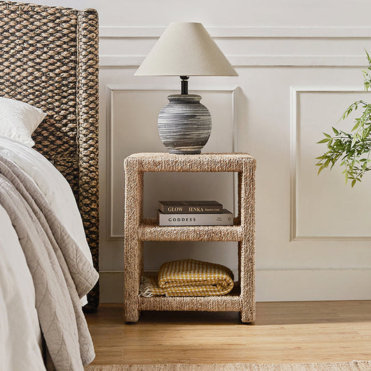 Beach House Style Burkhard 24" Side Table with Grass Rope Accent