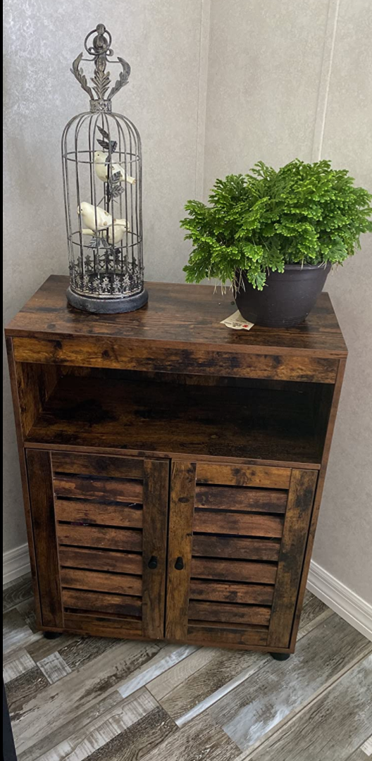 Bathroom Storage Cabinet, Cupboard with Louvered Doors