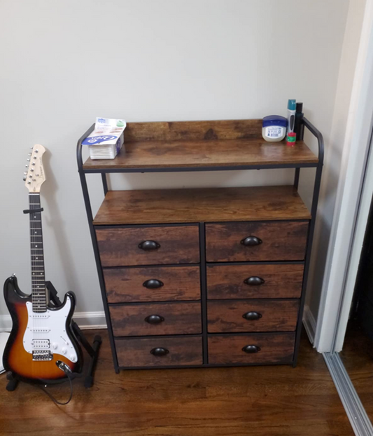 Dresser 8 Drawers with Double Shelf