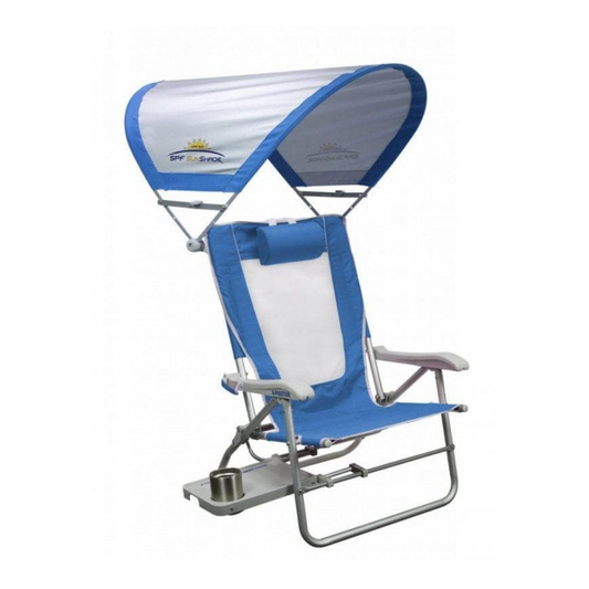 GCI Outdoor Big Surf Folding Beach Chair with SPF SunShade & Side Tray