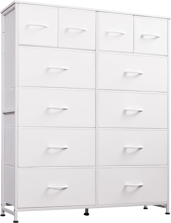 Tall Dresser for Bedroom with 12 Drawers, Dressers & Chests of Drawers, Fabric Dresser