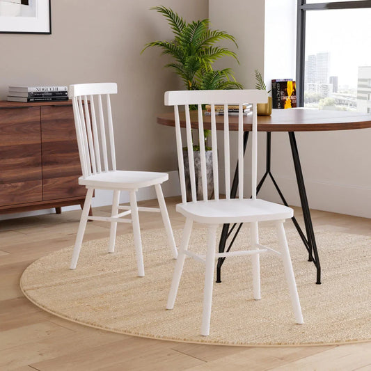 Windsor Style Commercial Solid Wood Spindle Back Dining Chairs -Set of 2 - White Threshold - studio McGee