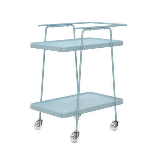 2-Tier Serving Bar Carts with Wheels Steel Frame, Light Blue