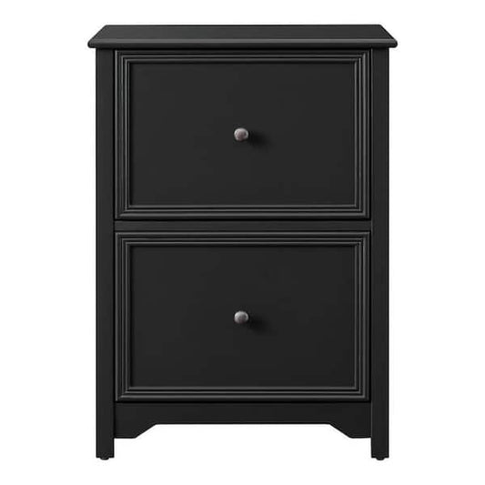 2 Drawer File Cabinet Solid Wood Frame, Dark Charcoal
