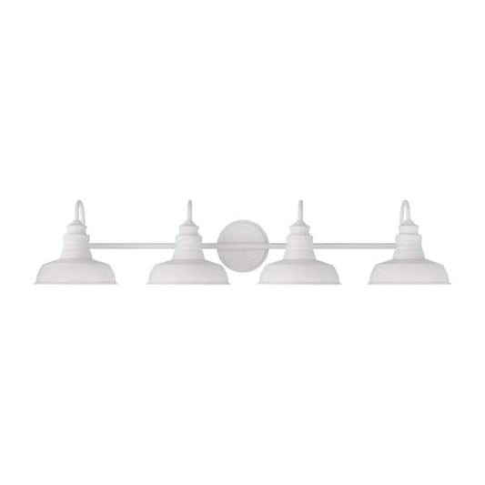 4-Light Bathroom Vanity Light Metal Shades, Designer White