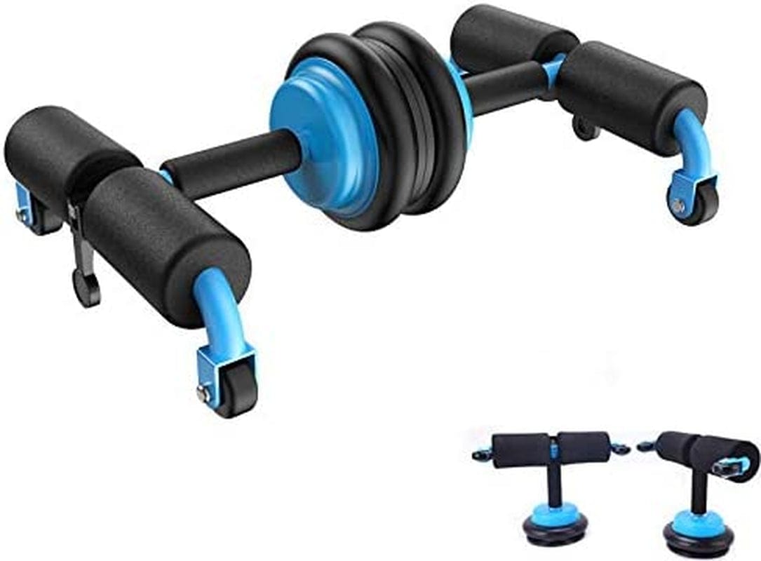EAZZ 2 in 1 Ab Roller for Abs Workout and Assembled Sit up Bar, Home Gym Exercise Equipment Multifunction with Knee Pad, Tension Band