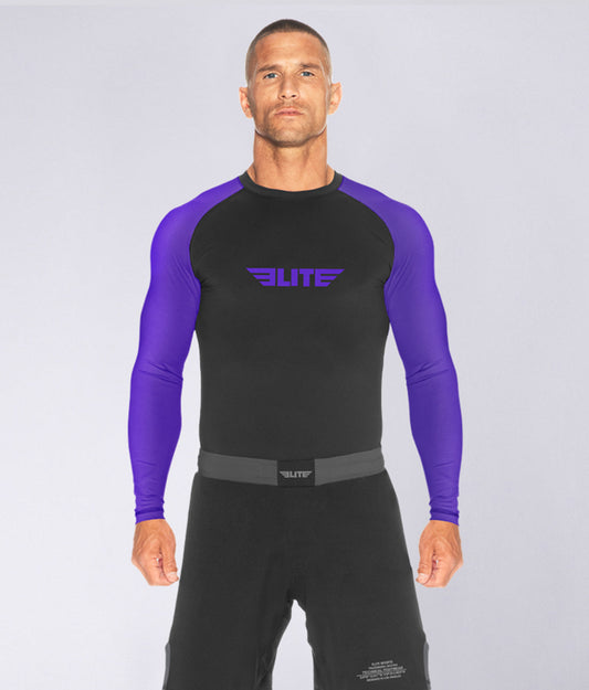Men's Standard Purple Long Sleeve Wrestling Rash Guard