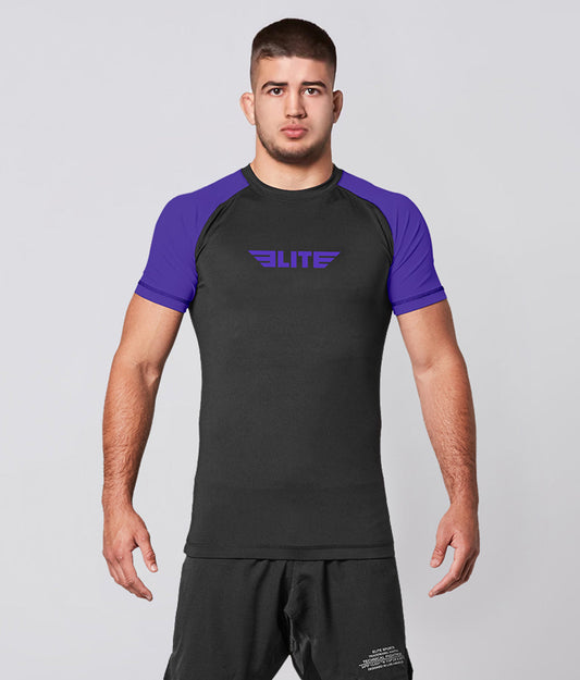 Men's Standard Purple Short Sleeve Wrestling Rash Guard