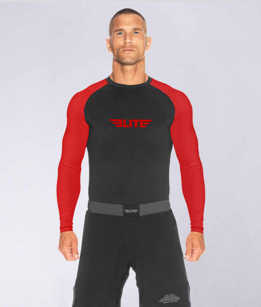 Men's Standard Red Long Sleeve Wrestling Rash Guard