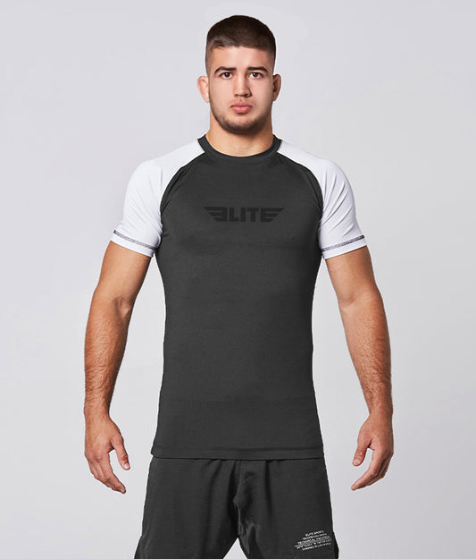 Men's Standard White Short Sleeve Wrestling Rash Guard